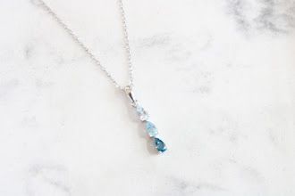 10k White Gold Blue Topaz Pear Ombre Pendant