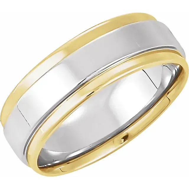 10kt White and Yellow Two Tone Comfort Fit Edge Band