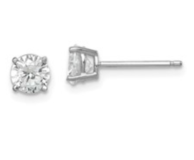 Sterling Silver Rhodium-plated Polished Round 5mm CZ Stud Earrings