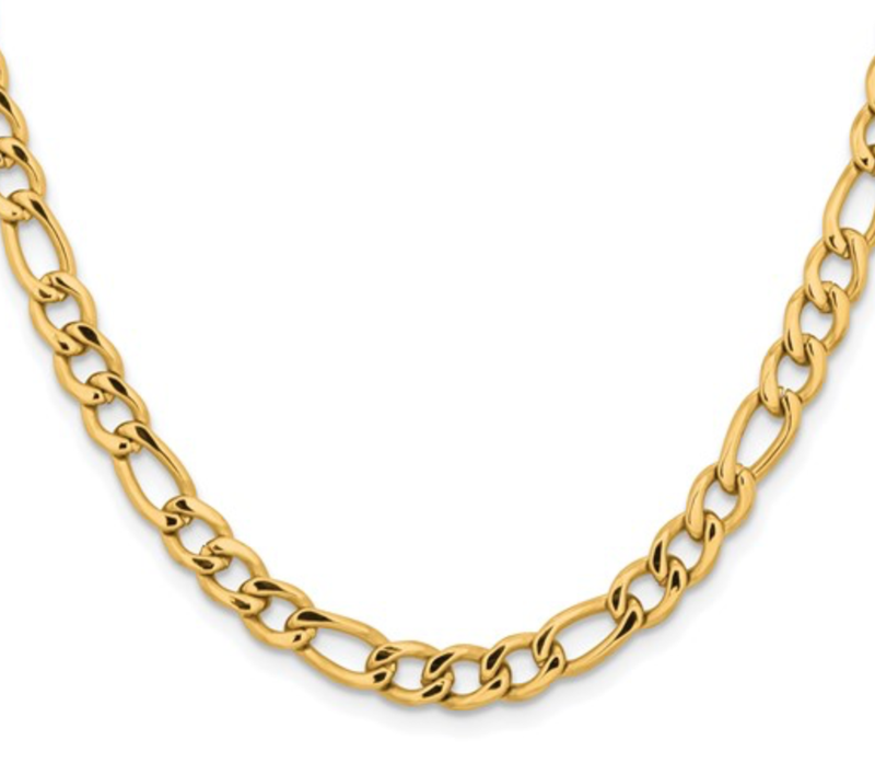 Chisel Stainless Steel Polished Yellow IP-plated 5.3mm 24 inch Figaro Chain