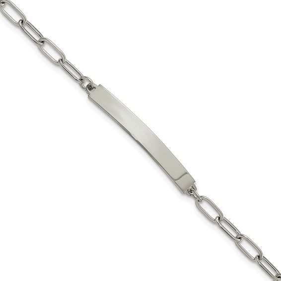 Stainless Steel Polished Paperclip Link Chain 6.5 inch with 1.25 inch ID Bracelet