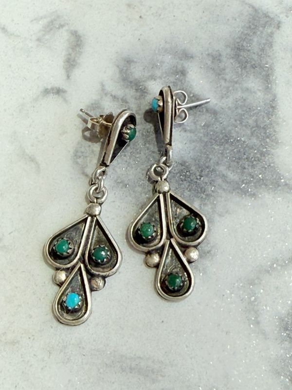Sterling Silver Turquoise Chandelier Earrings