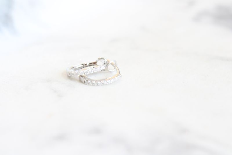 14K White Gold Huggie Hoops with 18 Brilliant Diamonds 1/10 CTW