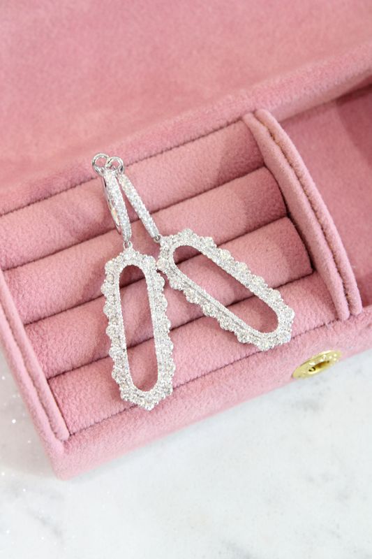 14K White Gold Earrings 88 Brilliant Diamond 2 1/5 CTW