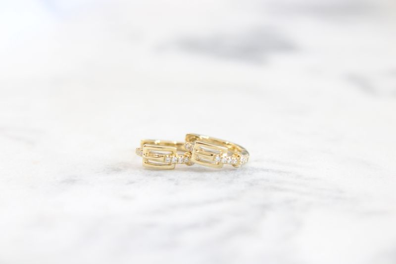 14k Diamond Huggie Earrings .06 CTW