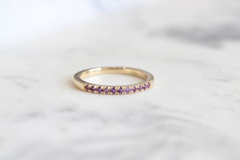 14K Yellow Gold 1.5mm Round Amethyst Stackable 