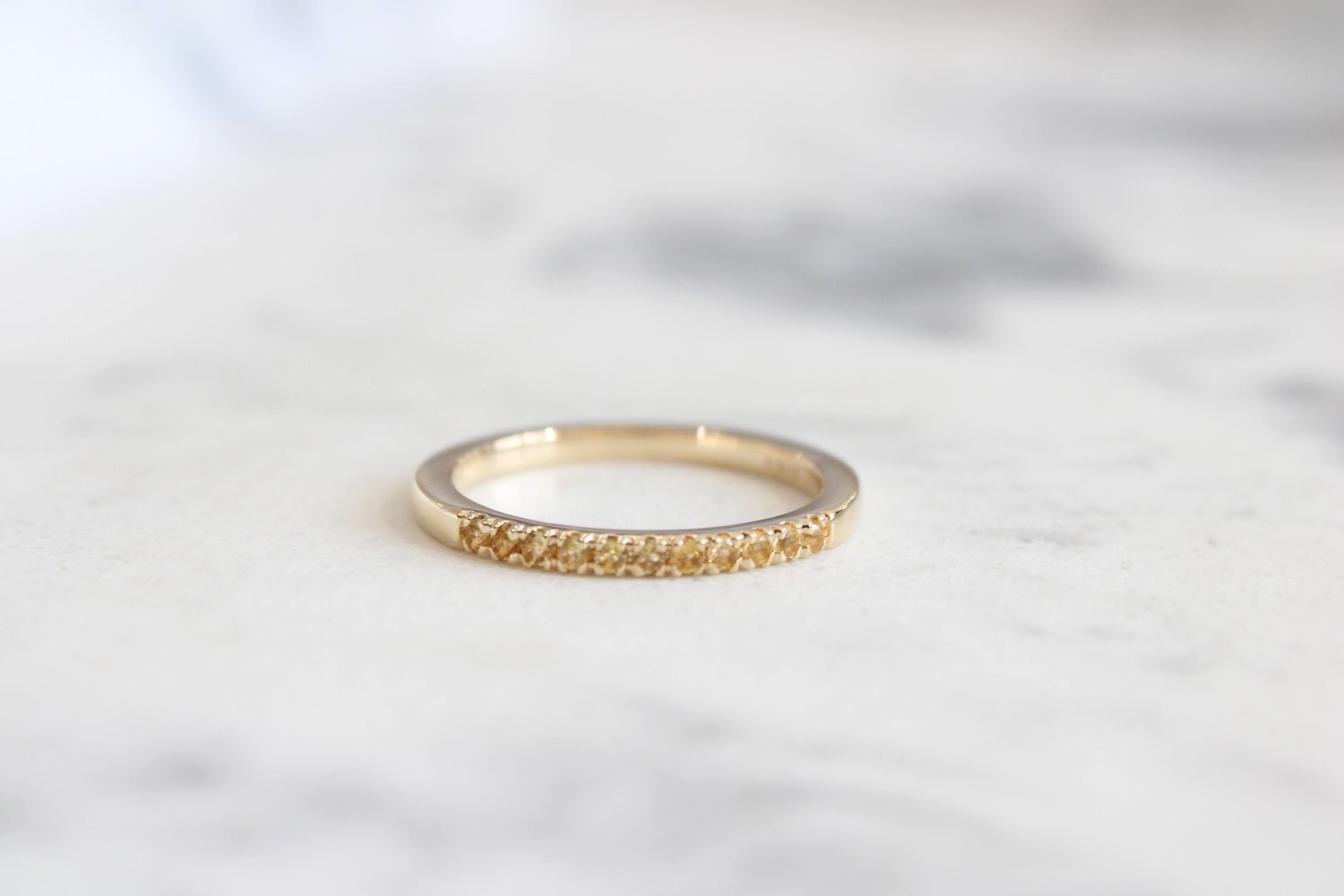 14K Yellow Gold 1.5mm Round Citrine Stackable Ring