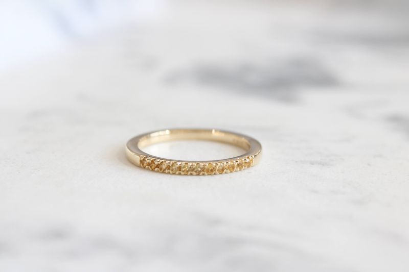 14K Yellow Gold 1.5mm Round Citrine Stackable Ring