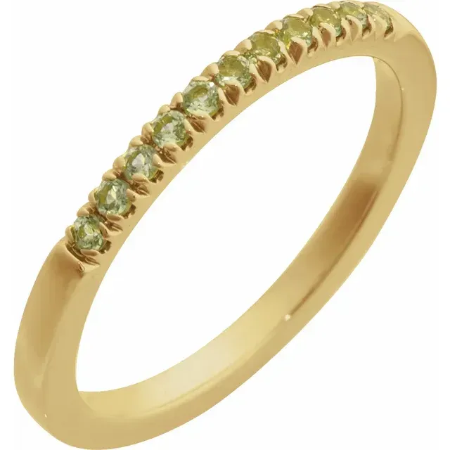 14K Yellow Gold 1.5mm Round Peridot Stackable Ring