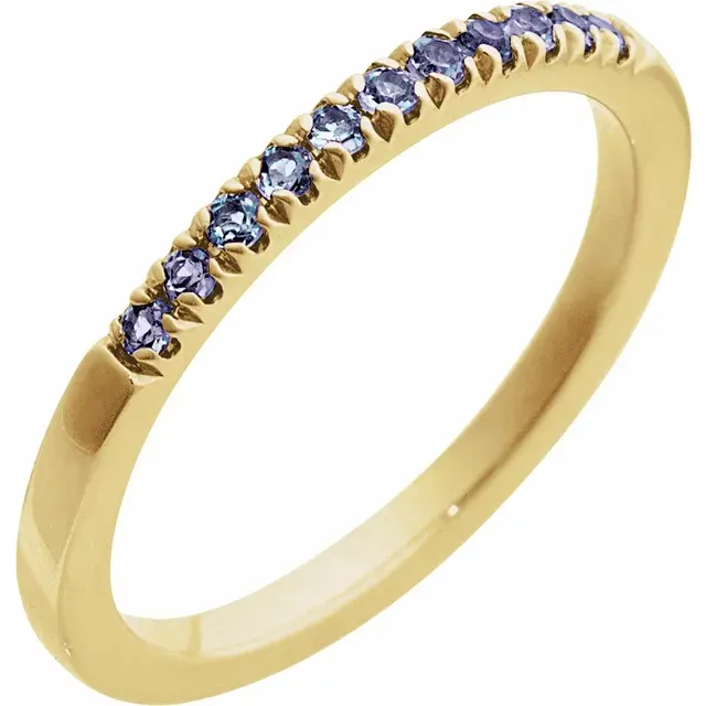 14K Yellow Gold Round 1.5mm Alexandrite Stackable Ring
