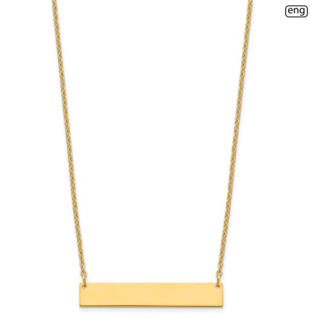 Sterling Silver Gold Plated Medium Blank Bar Necklace- Free Engraving!