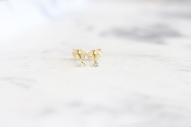14kt Yellow Gold CZ Kids Earrings
