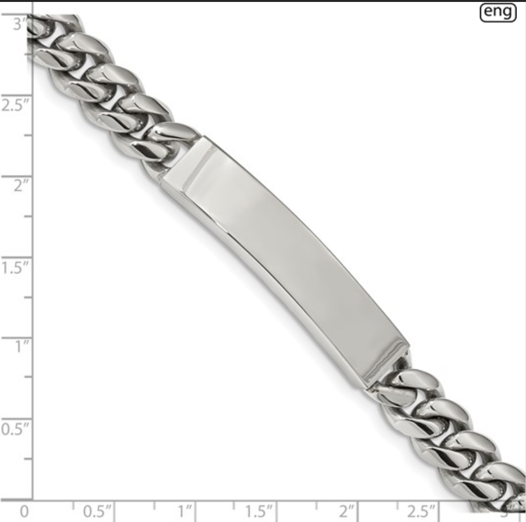 Stainless Steel Polished Curb Chain 8.25 inch ID Bracelet Stainless Steel Polished Curb Chain 8.25 inch ID Bracelet