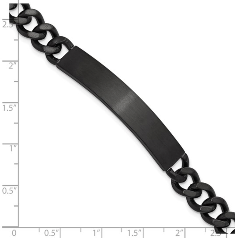 Stainless Steel Brushed and Polished Black IP-plated Curb Link 8 inch ID Bracel