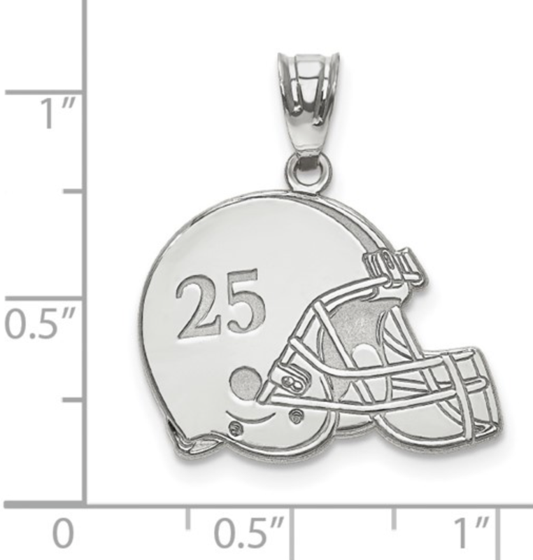 SS/Rhodium-plated Personalized Football Helmet Pendan