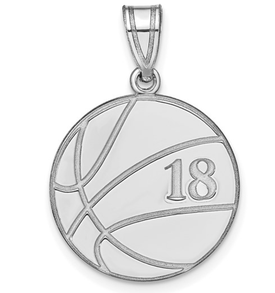 Sterling Silver/Rhodium-plated Personalized Basketball Pendant Sterling Silver/Rhodium-plated Personalized Basketball Pendant