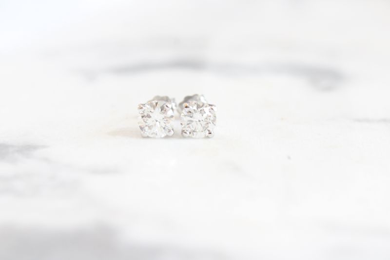 14kt White Gold 4 Prong 1.43ct Diamond Earrings, VS, F