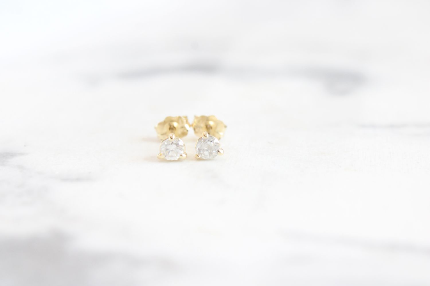 14kt Yellow Gold 1/4ct 3 Prong Diamond Studs