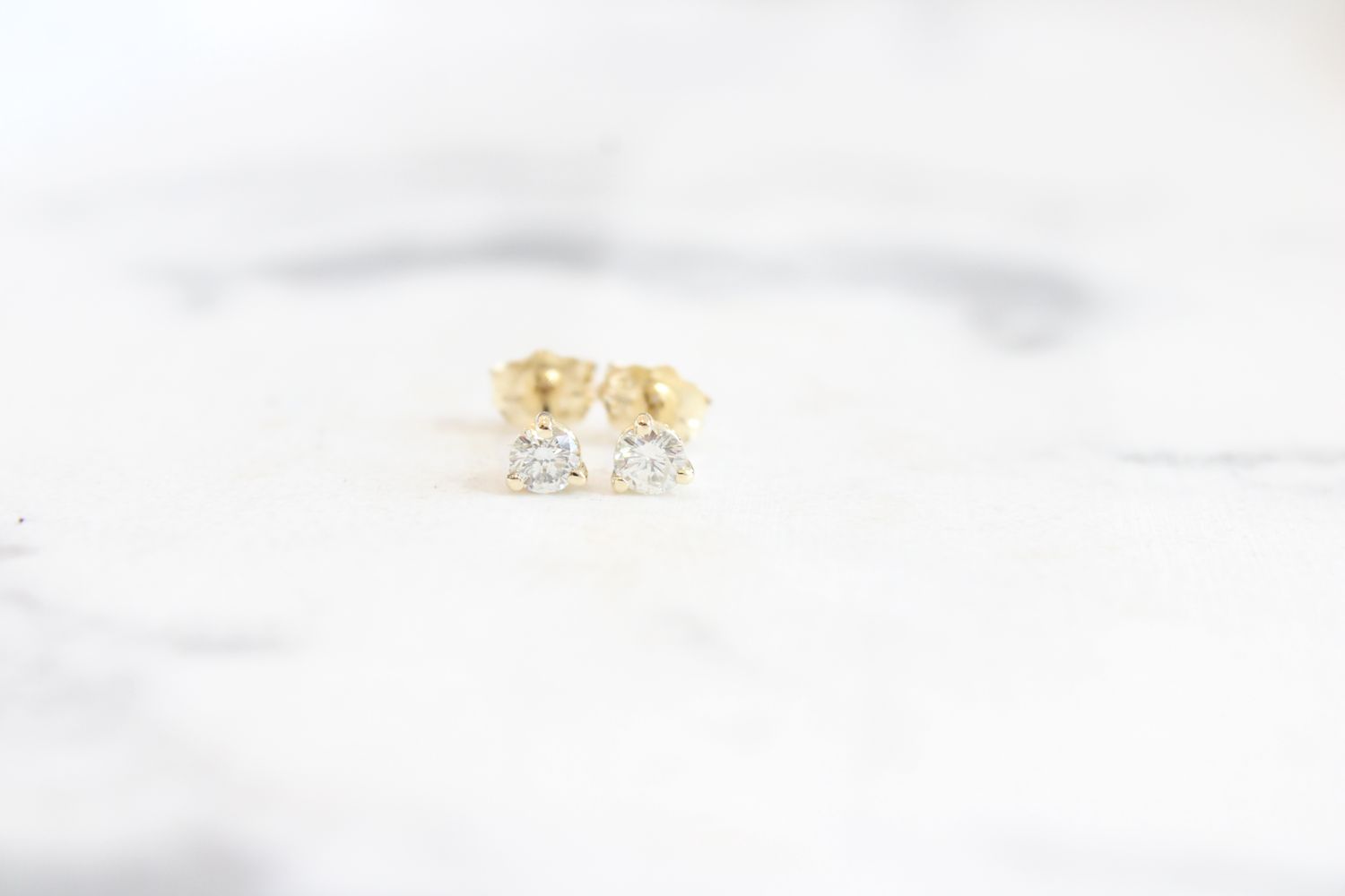 14kt Yellow Gold 1/3ct 3 Prong Diamond Studs