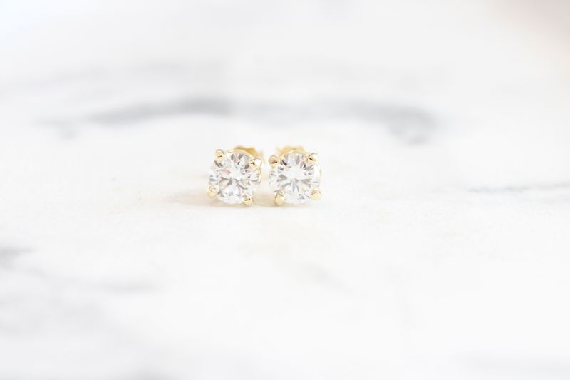 Copy of 14kt White Gold 4 Prong 1.43ct Diamond Earrings, VS, F