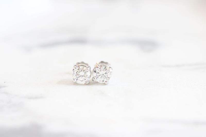 14kt White Gold 1.14ct 4 Prong Diamond Stud Earrings