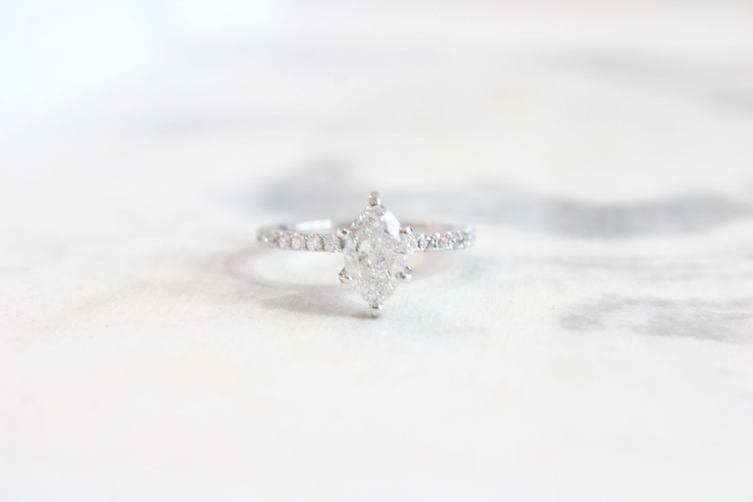 14kt White Gold 3/4ct Marquise Diamond on Accented Diamond Shank Ring *Special Buy*