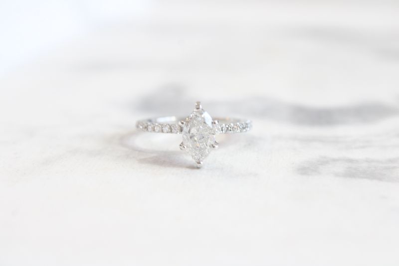 14kt White Gold 3/4ct Marquise Diamond on Accented Diamond Shank Ring *Special Buy*
