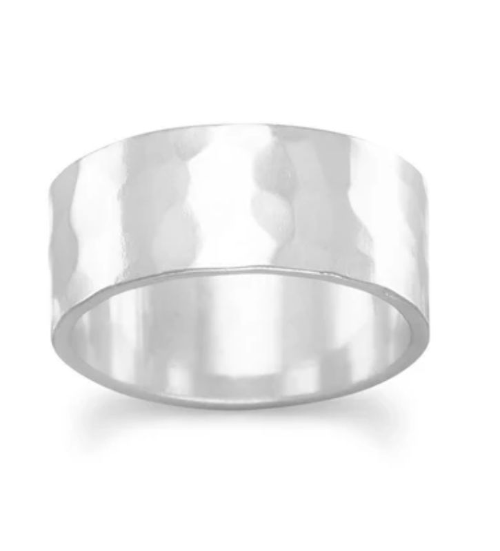Sterling Silver 8mm Hammered Band Size 7