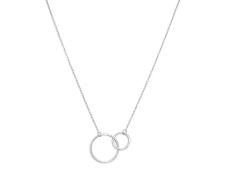 Sterling Silver Rhodium Plated 16in. Circle Link Necklace w/ 2in. Extender