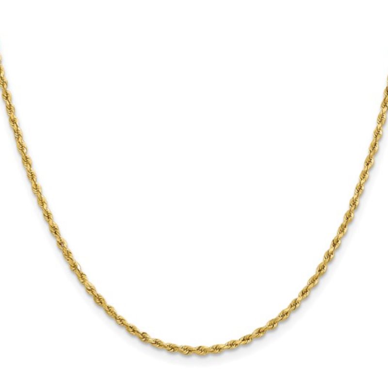 10k Yellow Gold 2mm 22in. Lightweight Rope Chain 