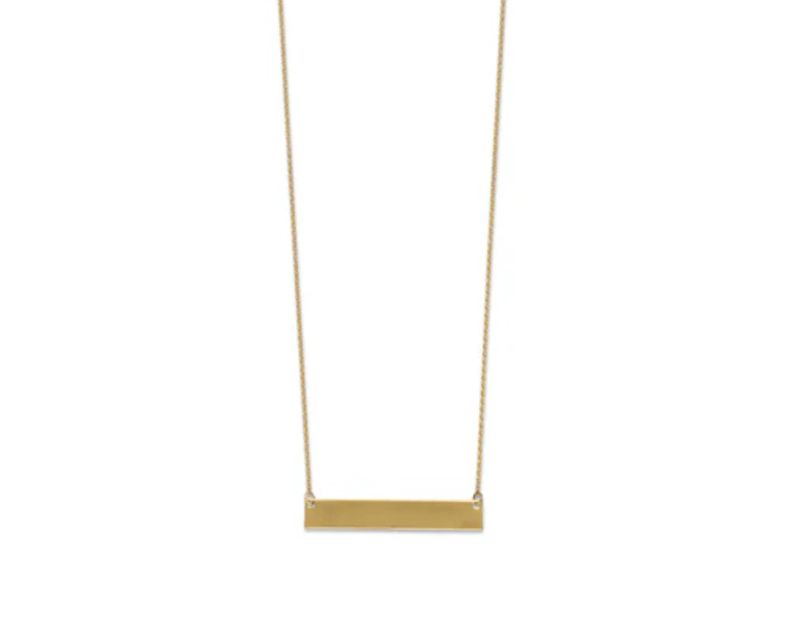 14kt Gold Plated Engravable Bar Necklace 16in. w/ 2in. Extender