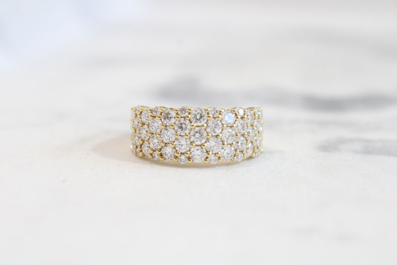 18K Yellow Gold Diamond Ring 45 Diamonds 2.10CT