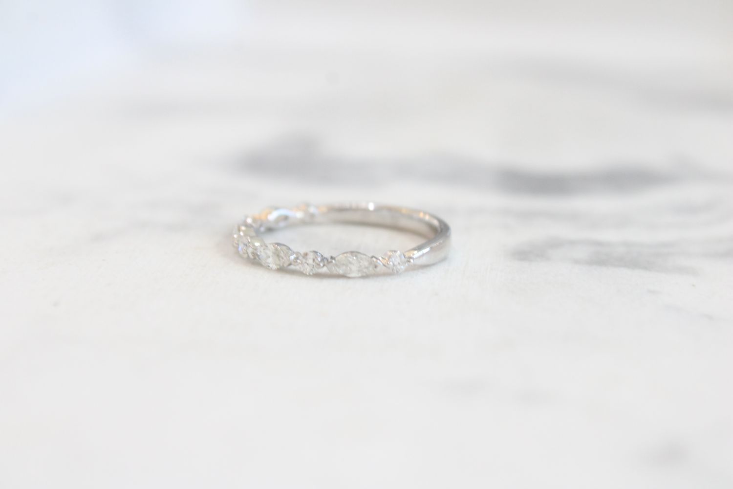 18K White Gold Diamond Marquis Band 4 Marquis .28CT 5 Oval .15CT 18K White Gold Diamond Marquis Band 4 Marquis .28CT 5 Oval .15CT