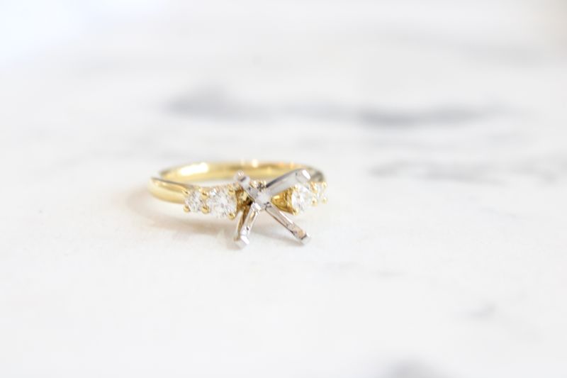 18K Yellow Gold Diamond Setting with 4 Diamonds .54CTW