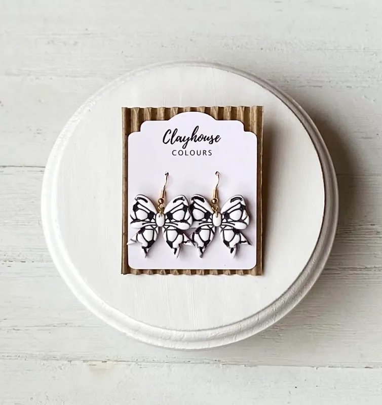 Gold Plated Soccer Bow Clay Earrings Gold Plated Soccer Bow Clay Earrings