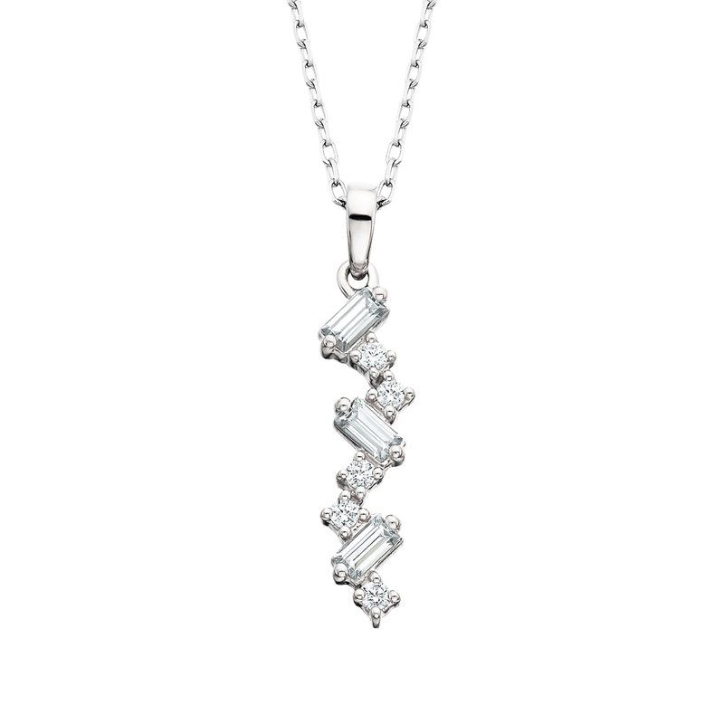 14K White Gold Baguette Diamond Scatter Pendant 14K White Gold Baguette Diamond Scatter Pendant