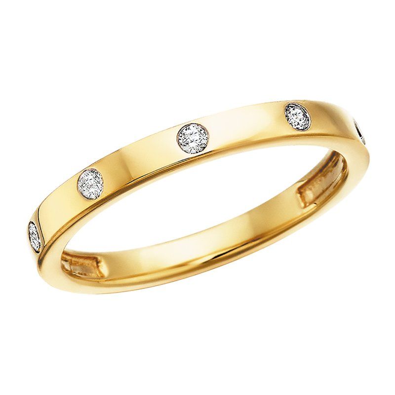 10K Yellow Gold Flush Set Diamond Band .10TW 10K Yellow Gold Flush Set Diamond Band .10TW