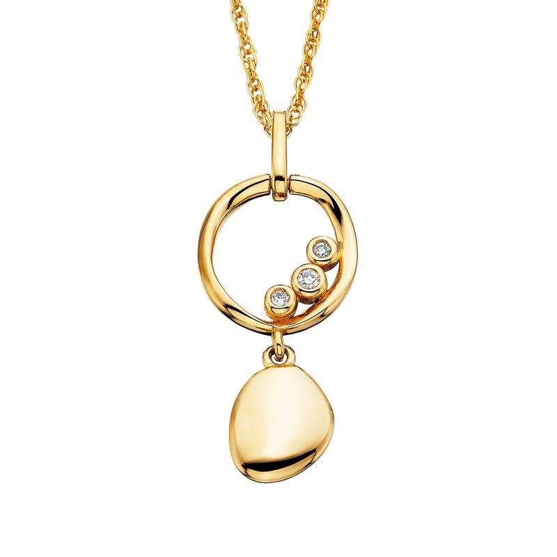 10K Yellow Gold Open Circle Diamond Drop Pendant .03tw 10K Yellow Gold Open Circle Diamond Drop Pendant .03tw