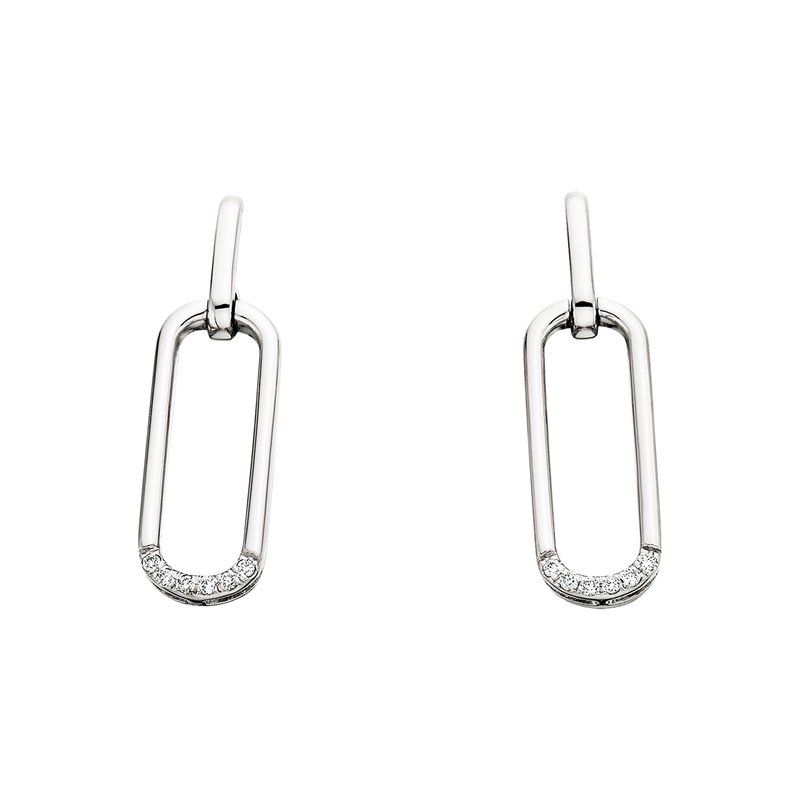 10K White Gold Diamond Paperclip Earrings .04TW 10K White Gold Diamond Paperclip Earrings .04TW