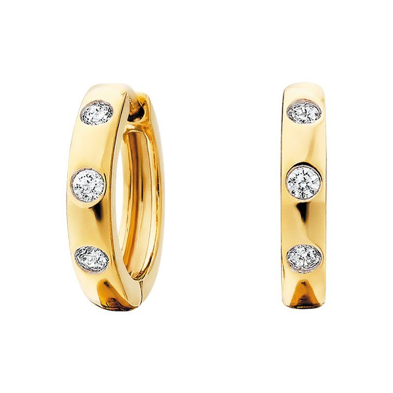 10K Yellow Gold Flush Set Diamond Hoops .12TW 10K Yellow Gold Flush Set Diamond Hoops .12TW