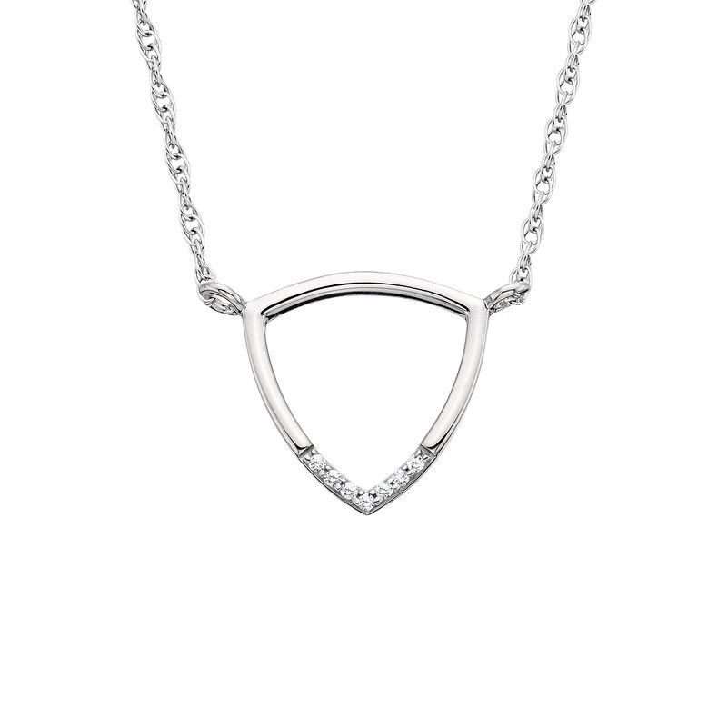 10K White Gold .02ctw Diamond Geometric Open Triangle Necklace 10K White Gold .02ctw Diamond Geometric Open Triangle Necklace