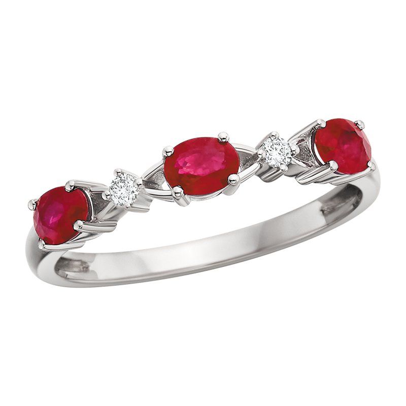 10K Yellow Gold Ruby with Alternating Diamond Ring .04tdw 10K Yellow Gold Ruby with Alternating Diamond Ring .04tdw
