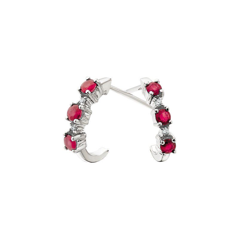 10K White Gold Ruby and Diamond Earrings .02tdw 10K White Gold Ruby and Diamond Earrings .02tdw