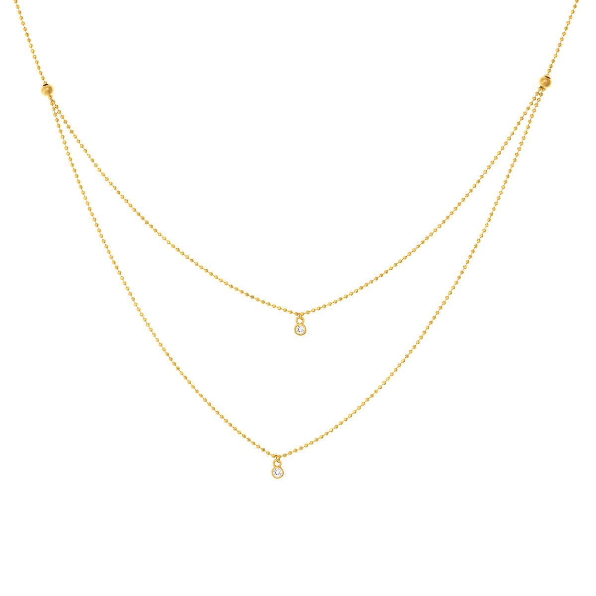 14k Yellow Gold Double Strand 1/15 total ct Diamond Necklace 14k Yellow Gold Double Strand 1/15 total ct Diamond Necklace