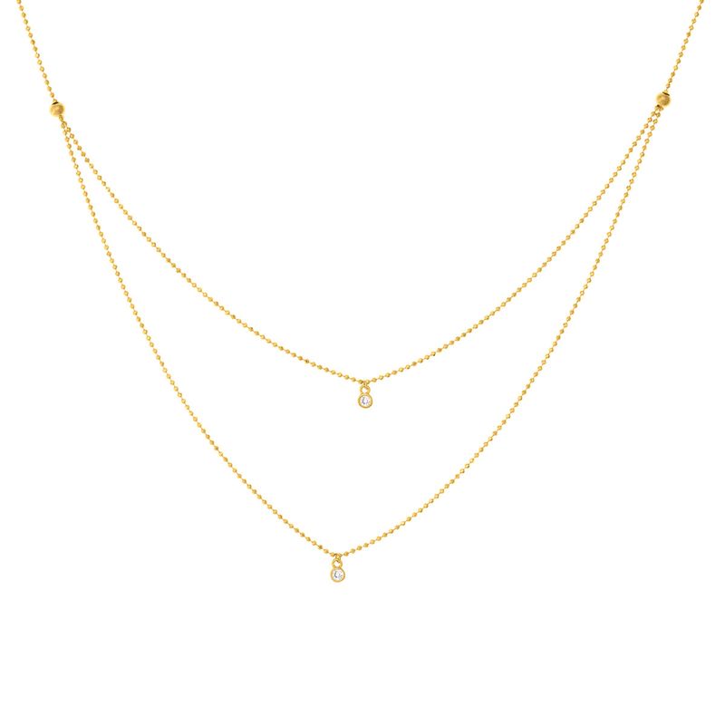 14k Yellow Gold Double Strand 1/15 total ct Diamond Necklace 14k Yellow Gold Double Strand 1/15 total ct Diamond Necklace