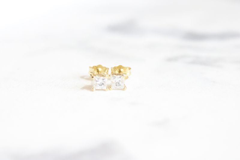 14kt Yellow Gold .41ct Princess Cut Diamond Studs 14kt Yellow Gold .41ct Princess Cut Diamond Studs