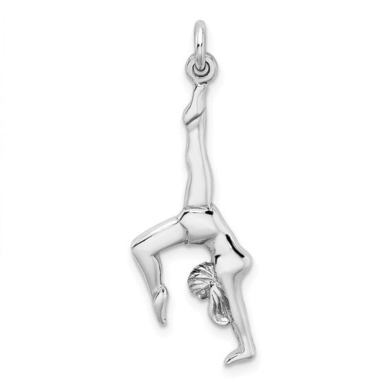 Sterling Silver Rhodium Plated Polished Gymnast Pendant Sterling Silver Rhodium Plated Polished Gymnast Pendant