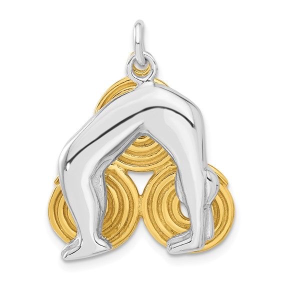 Sterling Silver Gold Tone Yoga Person Charm Sterling Silver Gold Tone Yoga Person Charm