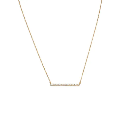 16" + 2" 14 Karat Gold Plated CZ Bar Necklace 16" + 2" 14 Karat Gold Plated CZ Bar Necklace