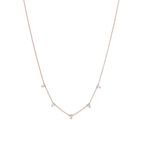 14 Karat Rose Gold Plated Dangling CZ Necklace 14 Karat Rose Gold Plated Dangling CZ Necklace